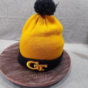 Yellow & Black GT Knit Beanie With Pom-Pom Hat 47 Brand College